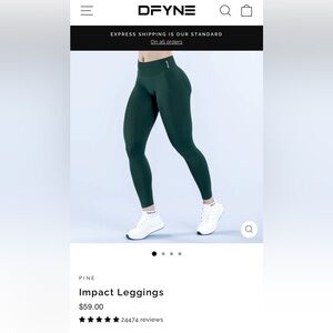 DFYNE Pine Green Impact Leggings